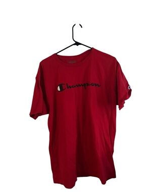 Champion Red Short Sleeve Logo Tee